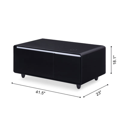 Modern Smart Mini Coffee Table with Built in Fridge-Black or White