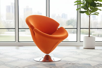 Manhattan Tulip, Velvet Swivel Accent Chair-Orange