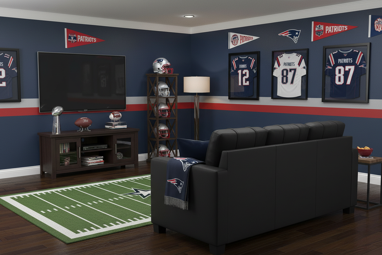 Stationary Sofa w/New England Patriots Primary Logo