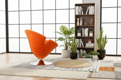 Manhattan Tulip, Velvet Swivel Accent Chair-Orange