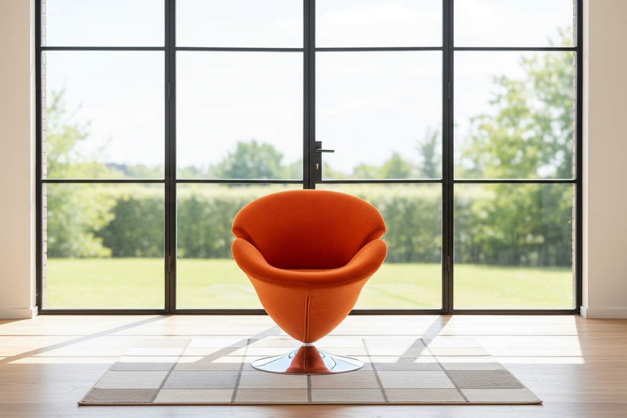 Manhattan Tulip, Velvet Swivel Accent Chair-Orange