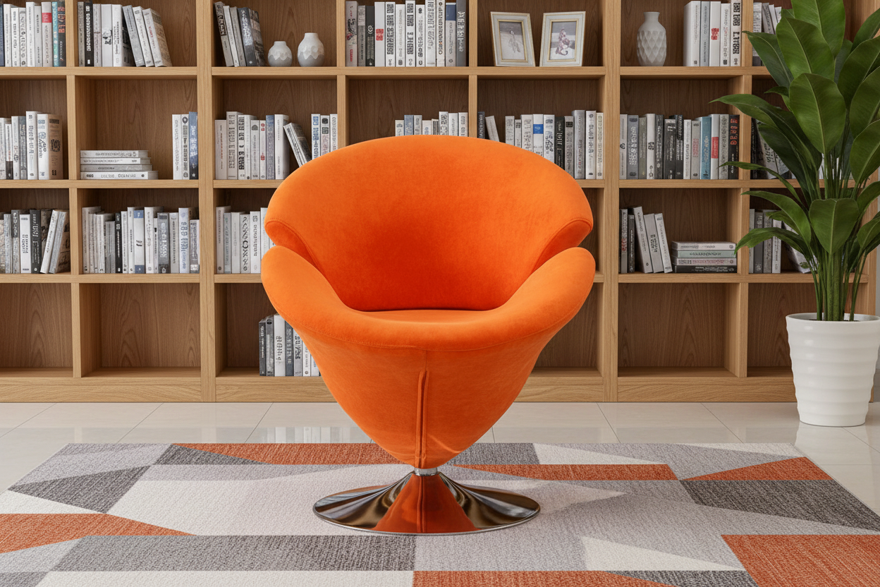 Manhattan Tulip, Velvet Swivel Accent Chair-Orange