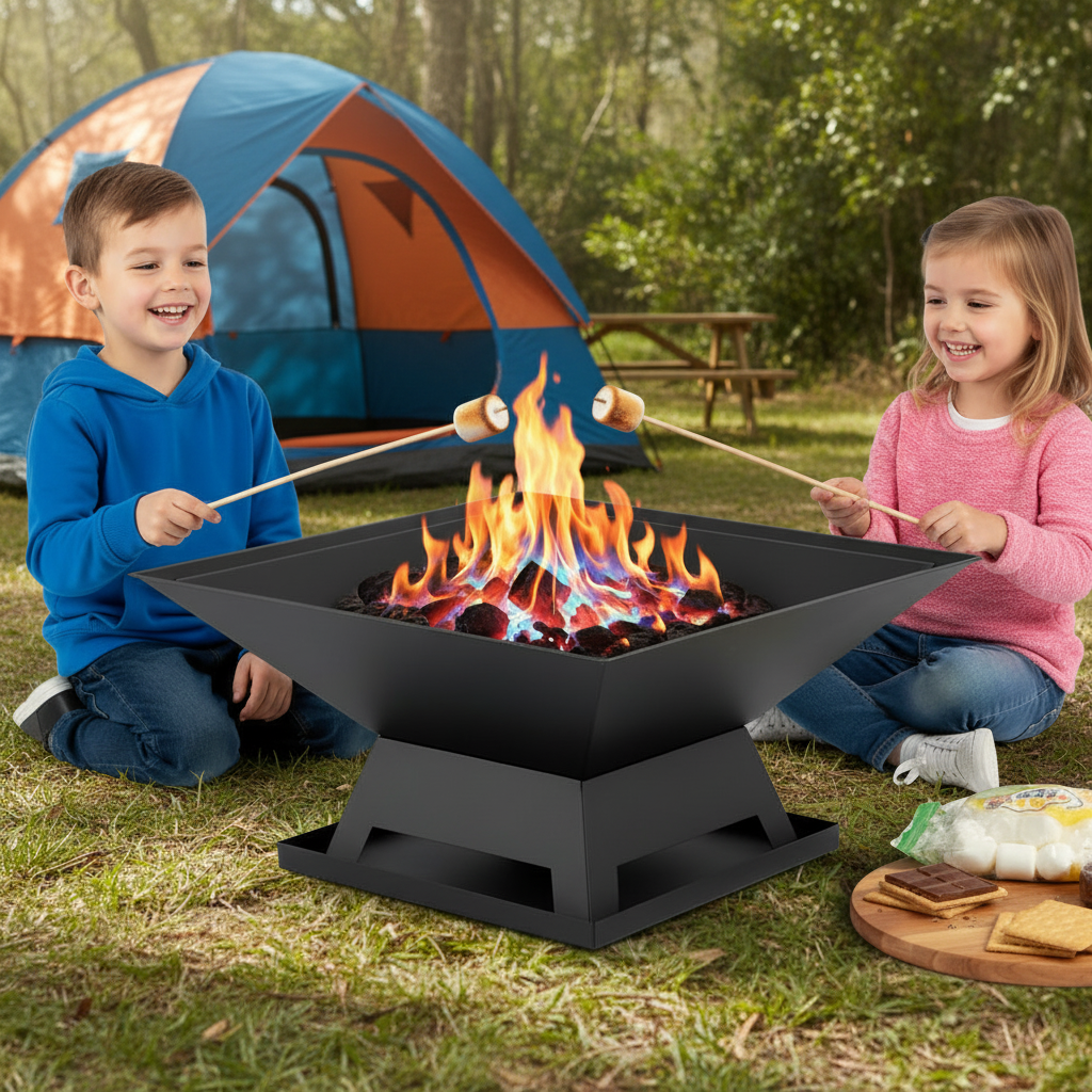 Versatile Barbecue Brazier – Portable Wood Stove for Outdoor Heating and Cooking, Fire Poker Included