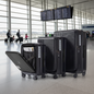 3 Pcs Luggage Set, w/All Front Opening, TSA Approved Lock, Hardshell Suitcase-20" 24" 28" Black