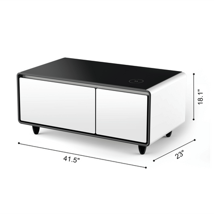 Modern Smart Mini Coffee Table with Built in Fridge-Black or White