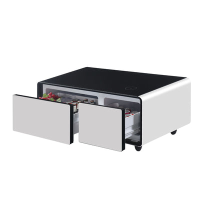 Modern Smart Mini Coffee Table with Built in Fridge-Black or White