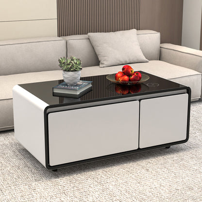 Modern Smart Mini Coffee Table with Built in Fridge-Black or White