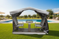 Outdoor 4-Seater Glider Benches w/Canopy, Retro Metal Glider Chair w/Aluminum Frame, Patio Swing Chair for Outside, Garden, Lawn-Gray&Brown