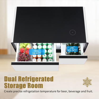 Modern Smart Mini Coffee Table with Built in Fridge-Black or White