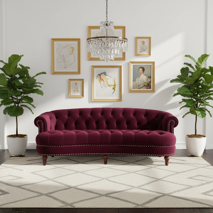 La Rosa Victorian Chesterfield Velvet Tufted Sofa, Loveseat or Accent Chair-Burgundy or Navy Blue
