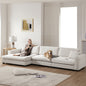 Oversized Corduroy Sectional Sofa, L Shaped Cloud Couch w/USB Charging Port, Cup Holder, Deep Seat Sofa Bed w/50" Chaise-Beige, Gray or Khaki